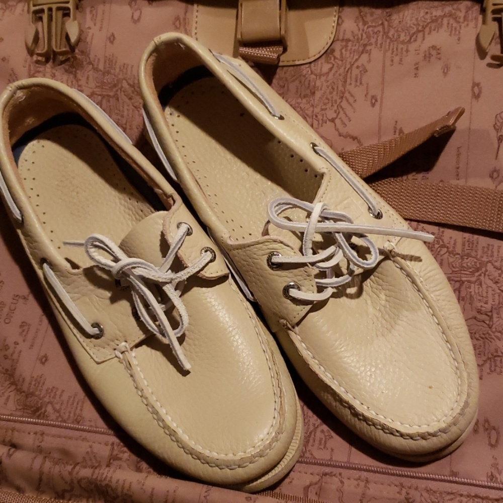 Mens Sperry Top Slider Cream Leather 10.5
